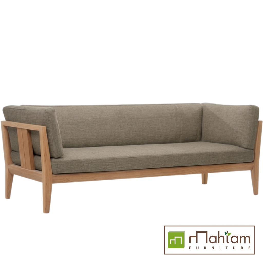 Scandinavian-Modern Upholstered Teak Sofa MFDBe-08