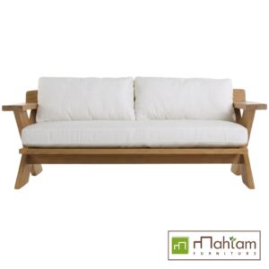 Alternative view of Modern Architectural X-Frame Teak Sofa MFDBe-09
