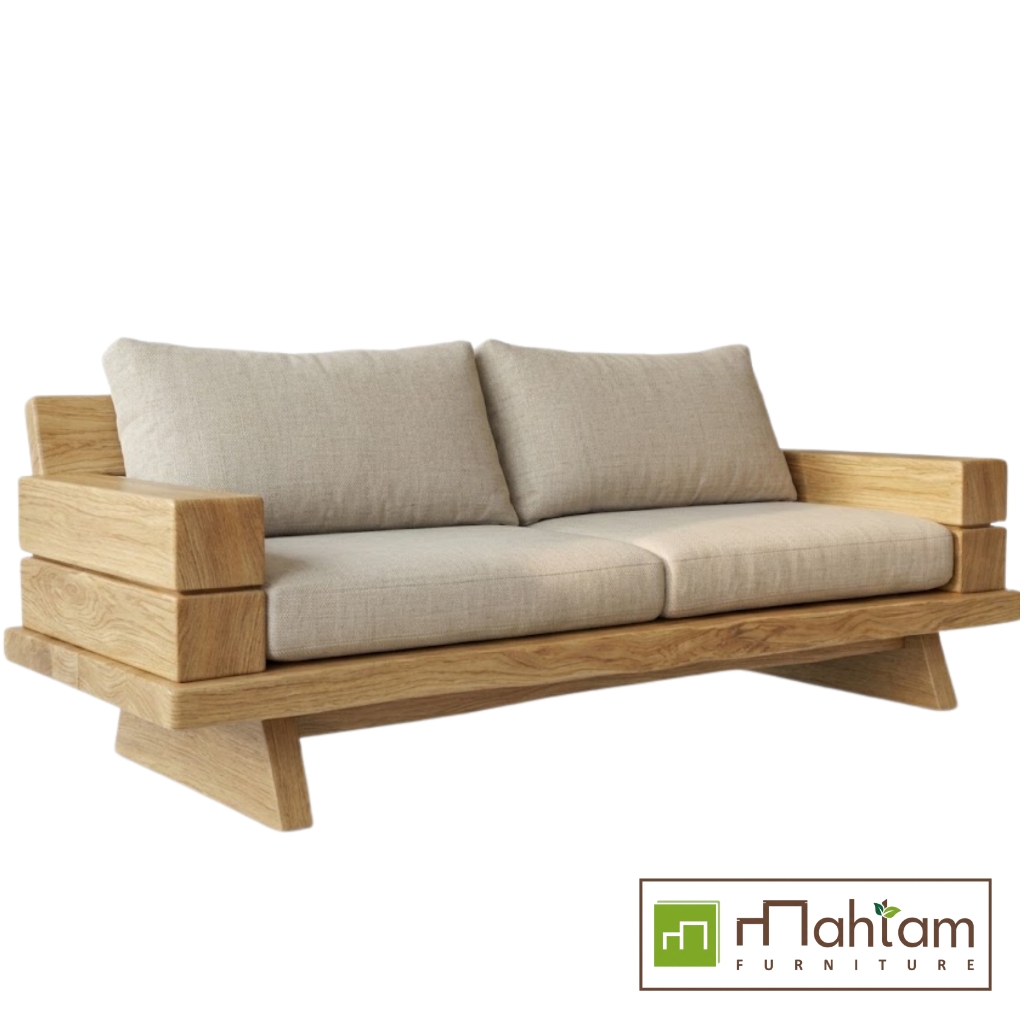 Modern Architectural Stacked Block Teak Sofa MFDBe-10