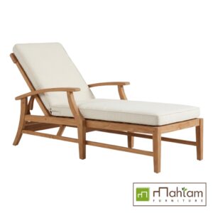 Classic Natural Teak & Cream Sun Lounger MFLC-012