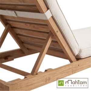 Alternative view of Modern Slatted Teak Sun Lounger MFLC-03