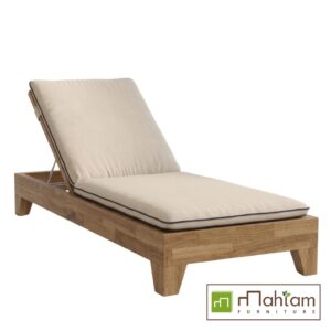 Chunky Block Teak & Metal Hardware Sun Lounger/Sunbed MFLC-05