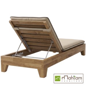 Alternative view of Chunky Block Teak & Metal Hardware Sun Lounger/Sunbed MFLC-05