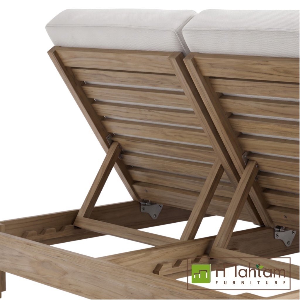 Luxury Teak Double Sun Lounger/Sunbed MFLC-07 - Image 2