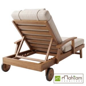 Alternative view of Adjustable Natural Teak & Cream Sun Lounger MFLC-09
